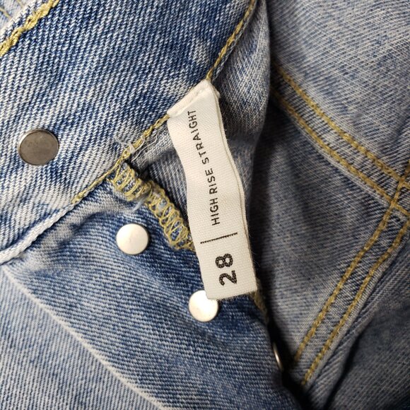 Pacsun Women's Sz 28 Distressed Highrise Straight Leg Jeans Light Wash - Picture 7 of 8